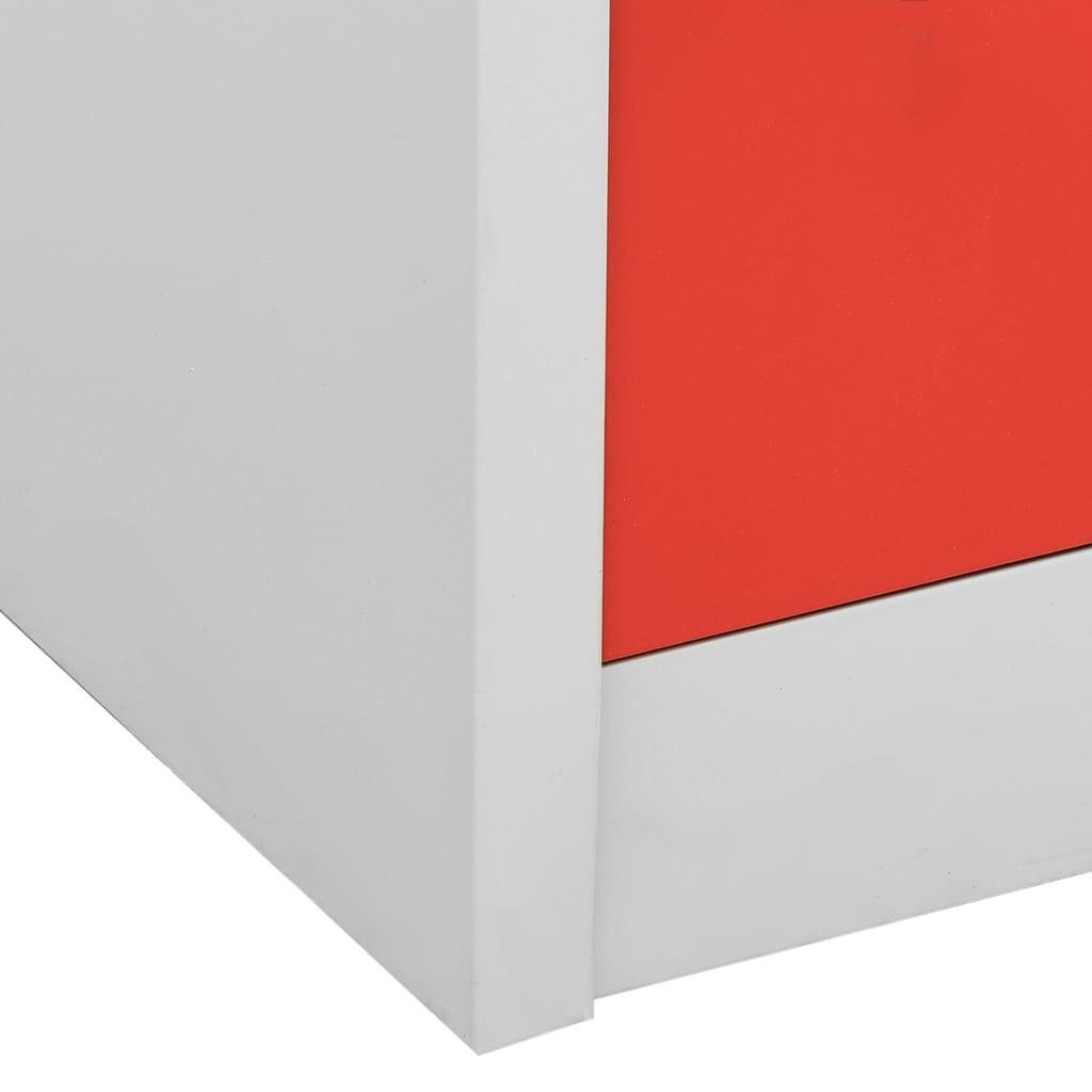 Locker Cabinet Light Grey and Red 90x45x92.5 cm Steel - OLBRIT