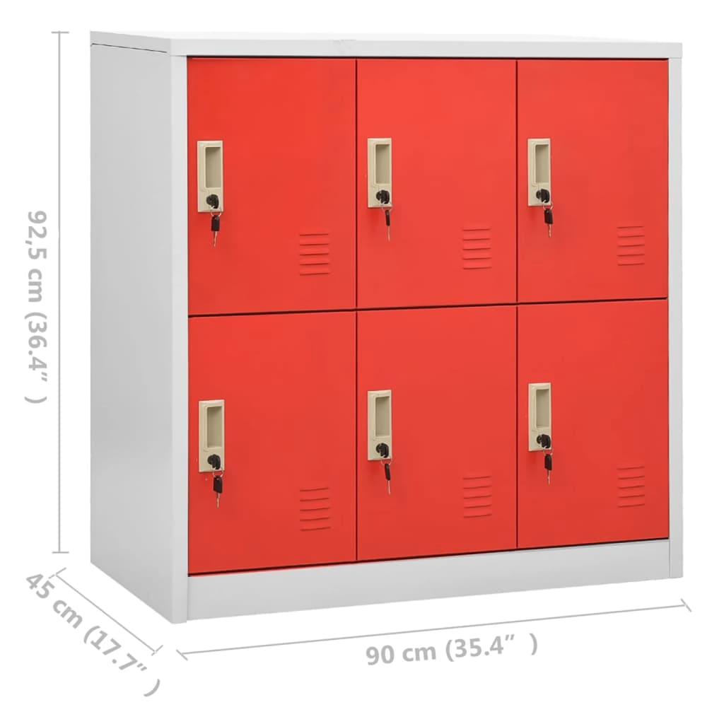Locker Cabinet Light Grey and Red 90x45x92.5 cm Steel - OLBRIT