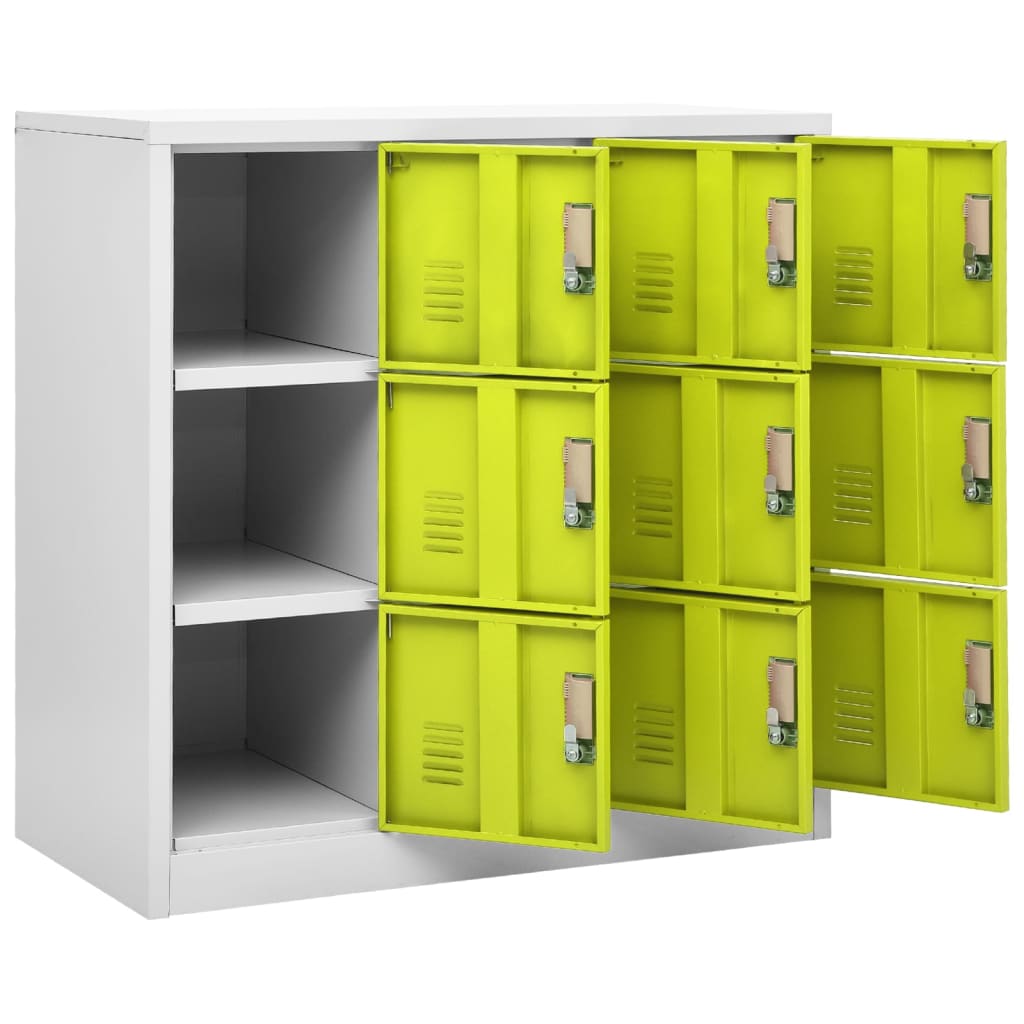 Locker Cabinet Light Grey and Green 90x45x92.5 cm Steel - OLBRIT
