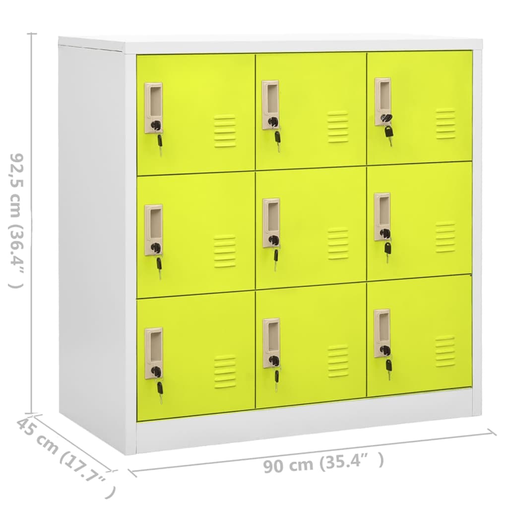 Locker Cabinet Light Grey and Green 90x45x92.5 cm Steel - OLBRIT
