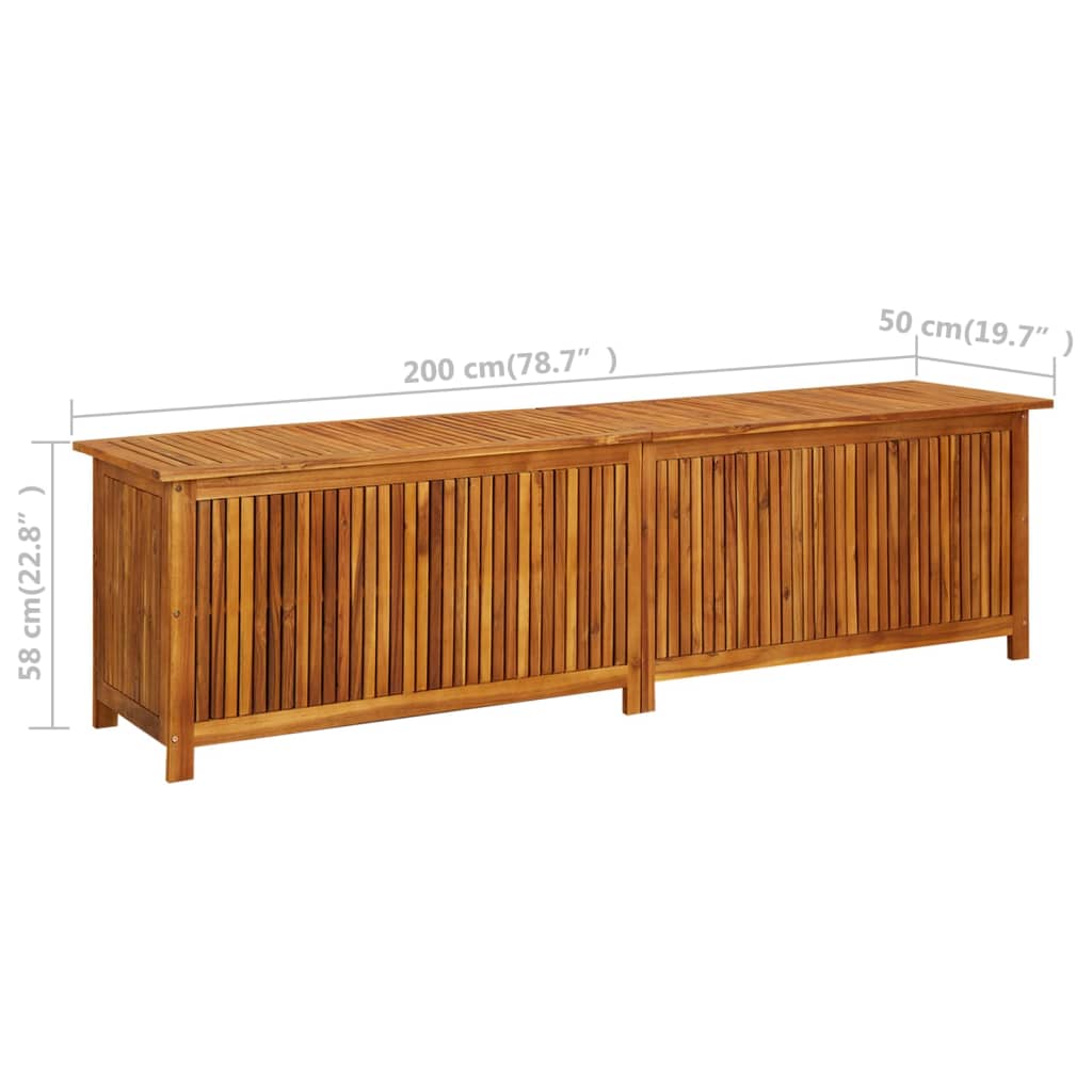 Garden Storage Box 200x50x58 cm Solid Acacia Wood - OLBRIT