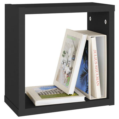 Wall Cube Shelves 6 pcs Black 30x15x30 cm - OLBRIT