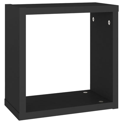 Wall Cube Shelves 6 pcs Black 30x15x30 cm - OLBRIT