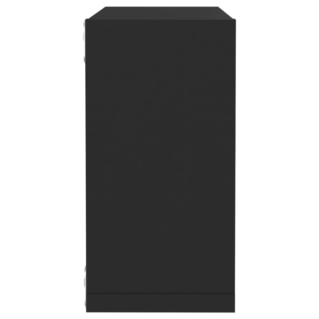 Wall Cube Shelves 6 pcs Black 30x15x30 cm - OLBRIT