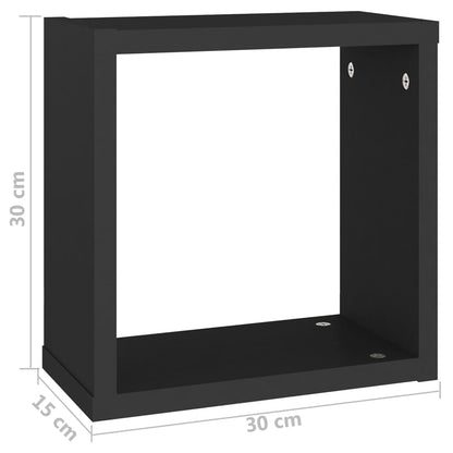 Wall Cube Shelves 6 pcs Black 30x15x30 cm - OLBRIT