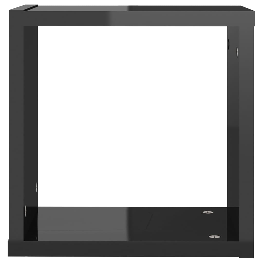 Wall Cube Shelves 6 pcs High Gloss Black 30x15x30 cm - OLBRIT