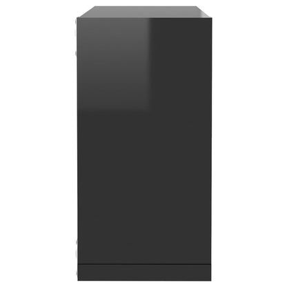 Wall Cube Shelves 6 pcs High Gloss Black 30x15x30 cm - OLBRIT