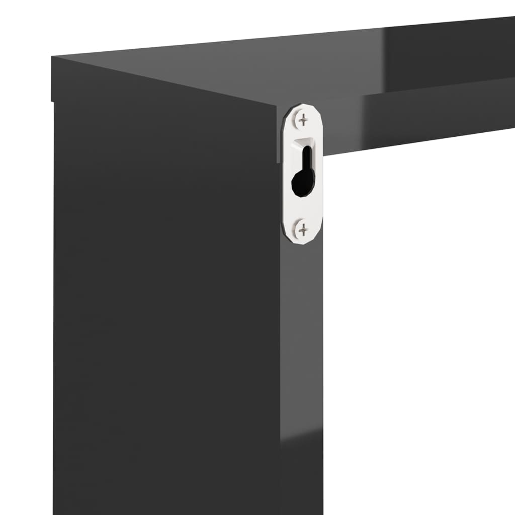 Wall Cube Shelves 6 pcs High Gloss Black 30x15x30 cm - OLBRIT