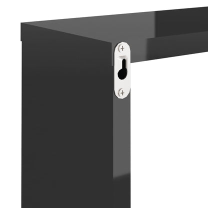 Wall Cube Shelves 6 pcs High Gloss Black 30x15x30 cm - OLBRIT