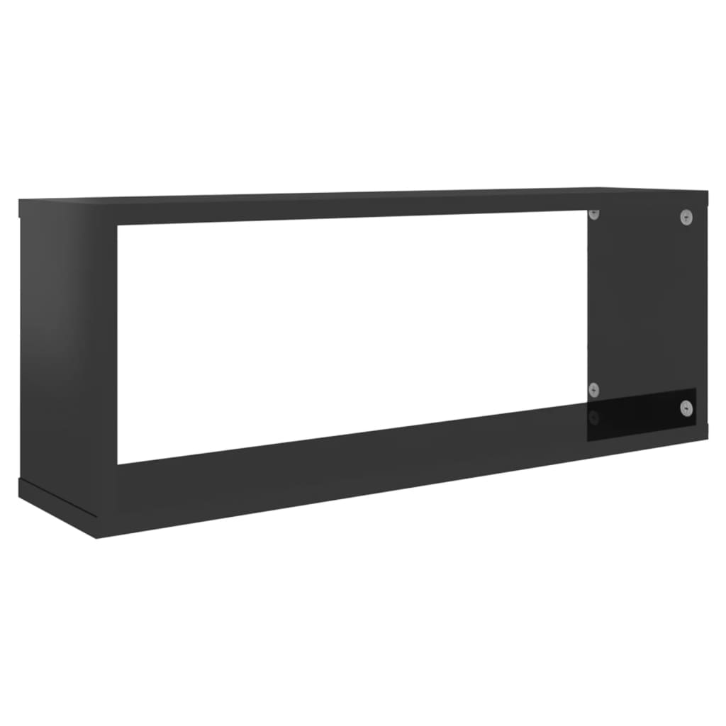 Wall Cube Shelf 6 pcs High Gloss Black 60x15x23 cm Engineered Wood - OLBRIT
