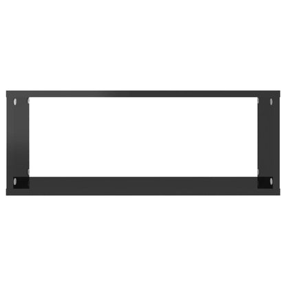 Wall Cube Shelf 6 pcs High Gloss Black 60x15x23 cm Engineered Wood - OLBRIT