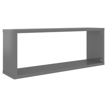 Wall Cube Shelf 6 pcs High Gloss Grey 60x15x23 cm Engineered Wood - OLBRIT
