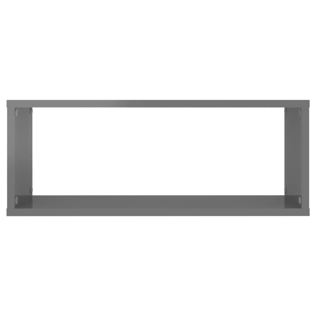 Wall Cube Shelf 6 pcs High Gloss Grey 60x15x23 cm Engineered Wood - OLBRIT