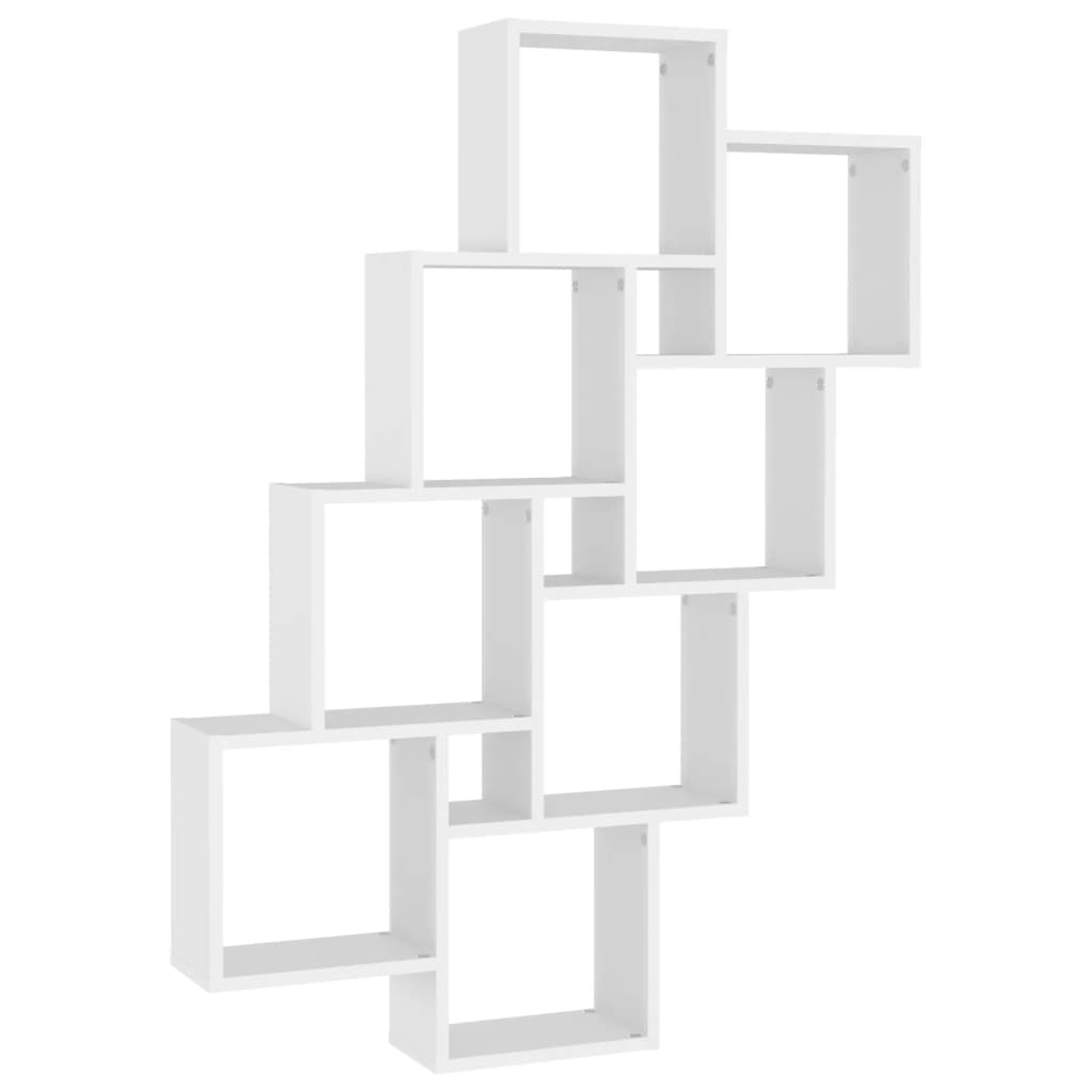 Wall Cube Shelf White 90x15x119 cm Engineered Wood - OLBRIT