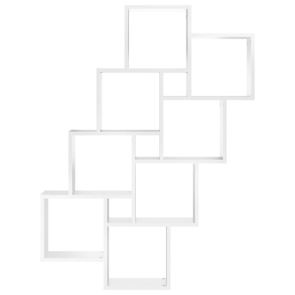 Wall Cube Shelf White 90x15x119 cm Engineered Wood - OLBRIT