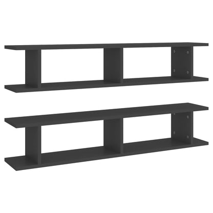 Wall Shelf 2 pcs Grey 105x18x20 cm Engineered Wood - OLBRIT