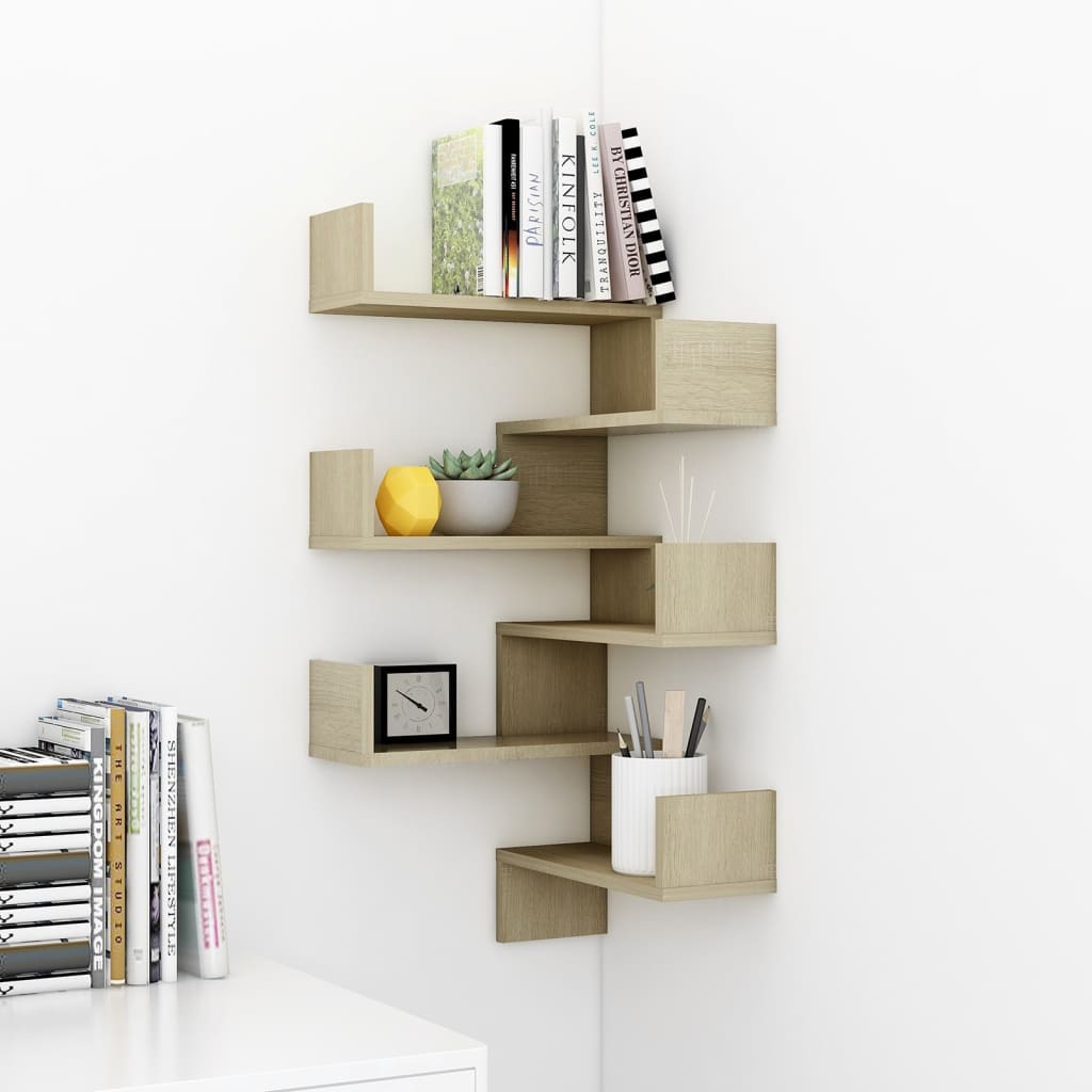 Wall Corner Shelf 2 pcs Sonoma Oak 40x40x50 cm Engineered Wood - OLBRIT