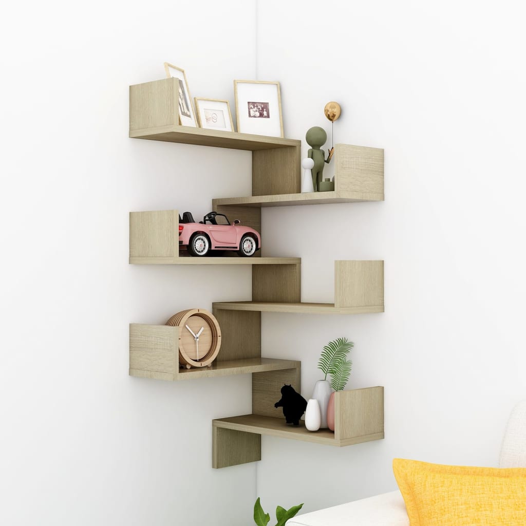 Wall Corner Shelf 2 pcs Sonoma Oak 40x40x50 cm Engineered Wood - OLBRIT
