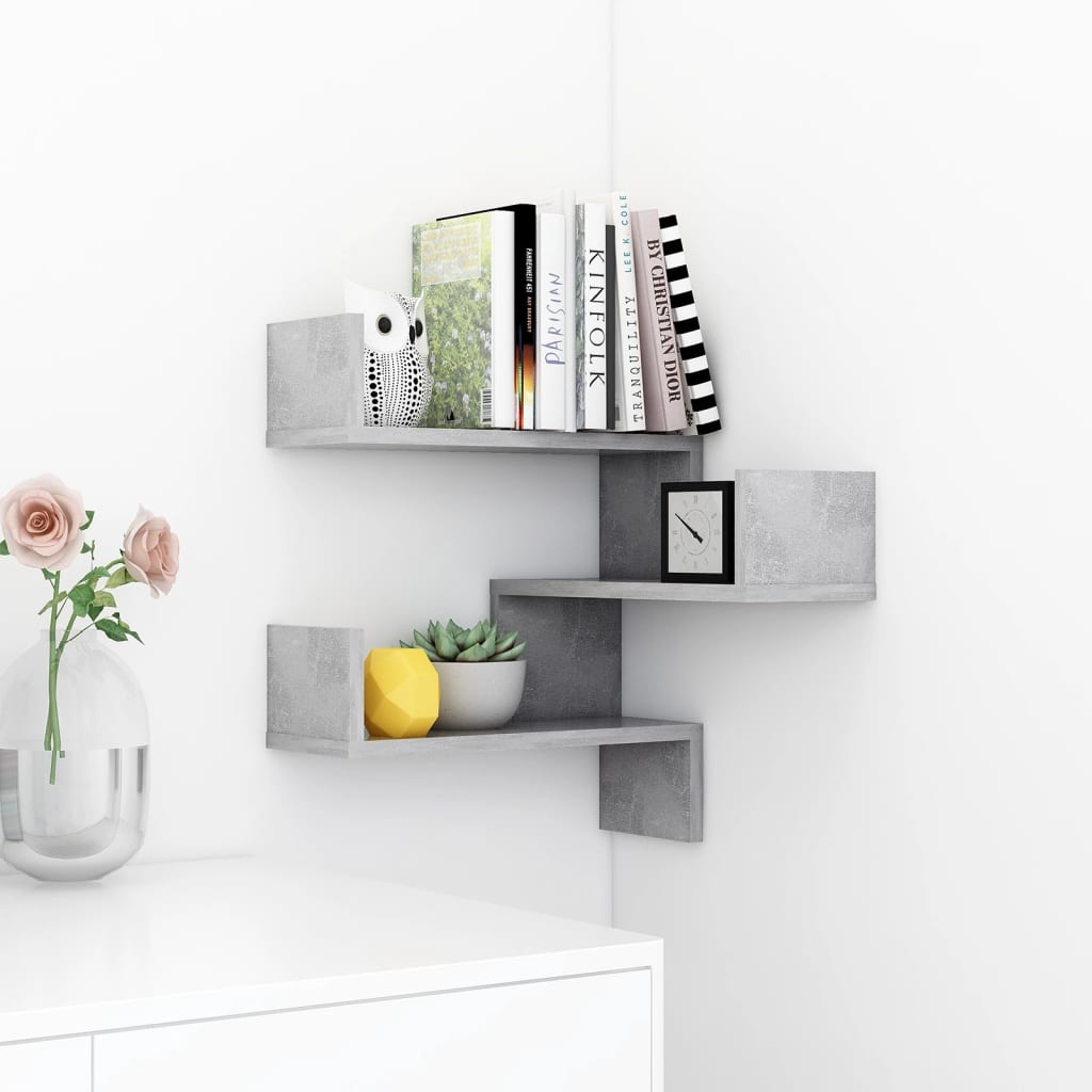 Wall Corner Shelf Concrete Grey 40x40x50 cm Engineered Wood - OLBRIT