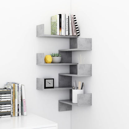 Wall Corner Shelf 2 pcs Concrete Grey 40x40x50 cm Engineered Wood - OLBRIT