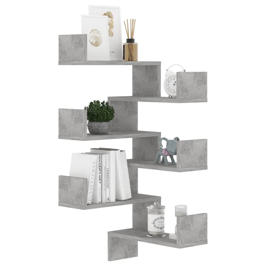 Wall Corner Shelf 2 pcs Concrete Grey 40x40x50 cm Engineered Wood - OLBRIT