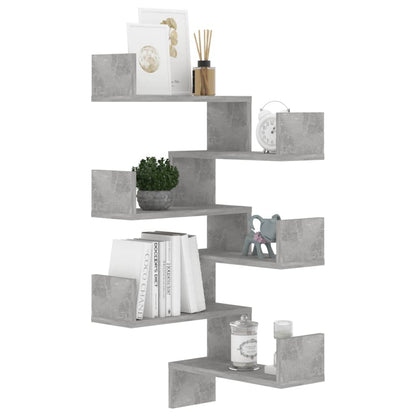 Wall Corner Shelf 2 pcs Concrete Grey 40x40x50 cm Engineered Wood - OLBRIT