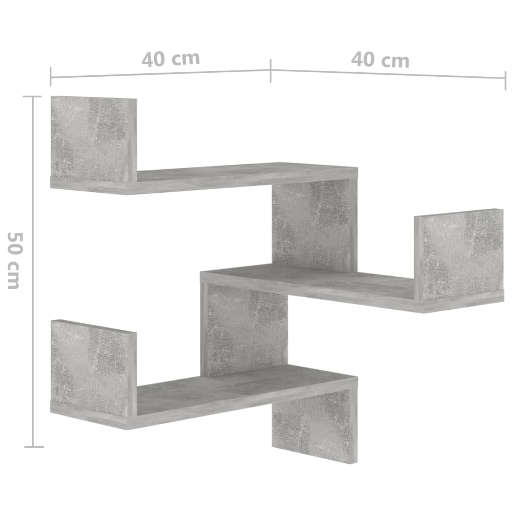 Wall Corner Shelf 2 pcs Concrete Grey 40x40x50 cm Engineered Wood - OLBRIT