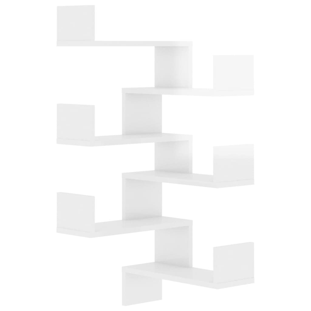 Wall Corner Shelf 2 pcs High Gloss White 40x40x50 cm Engineered Wood - OLBRIT