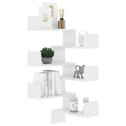 Wall Corner Shelf 2 pcs High Gloss White 40x40x50 cm Engineered Wood - OLBRIT