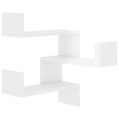 Wall Corner Shelf 2 pcs High Gloss White 40x40x50 cm Engineered Wood - OLBRIT