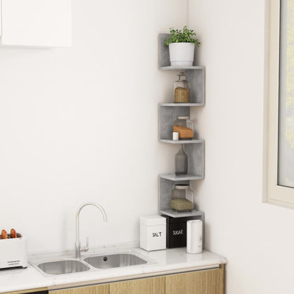 Wall Corner Shelf Concrete Grey 20x20x127.5 cm Engineered Wood - OLBRIT