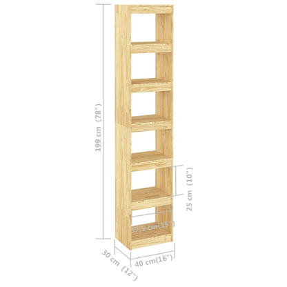 Book Cabinet/Room Divider 40x30x199 cm Solid Pinewood - OLBRIT