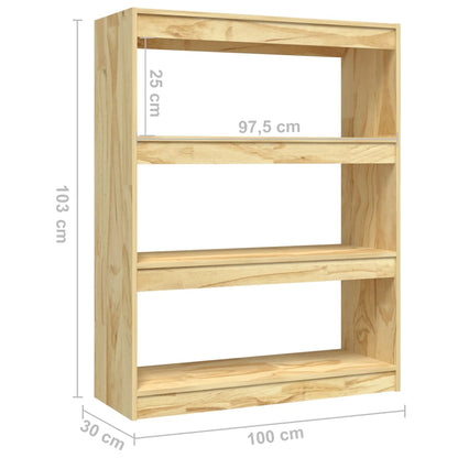 Book Cabinet/Room Divider 100x30x103 cm Solid Pinewood - OLBRIT