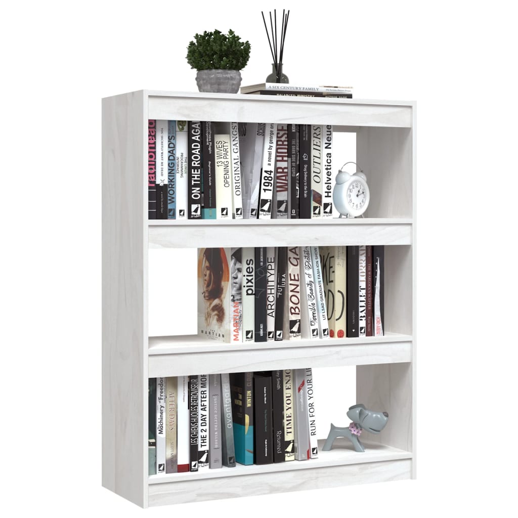 Book Cabinet/Room Divider White 100x30x103 cm Solid Pinewood - OLBRIT