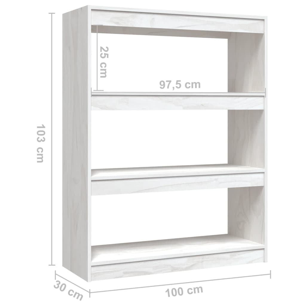 Book Cabinet/Room Divider White 100x30x103 cm Solid Pinewood - OLBRIT