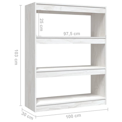 Book Cabinet/Room Divider White 100x30x103 cm Solid Pinewood - OLBRIT