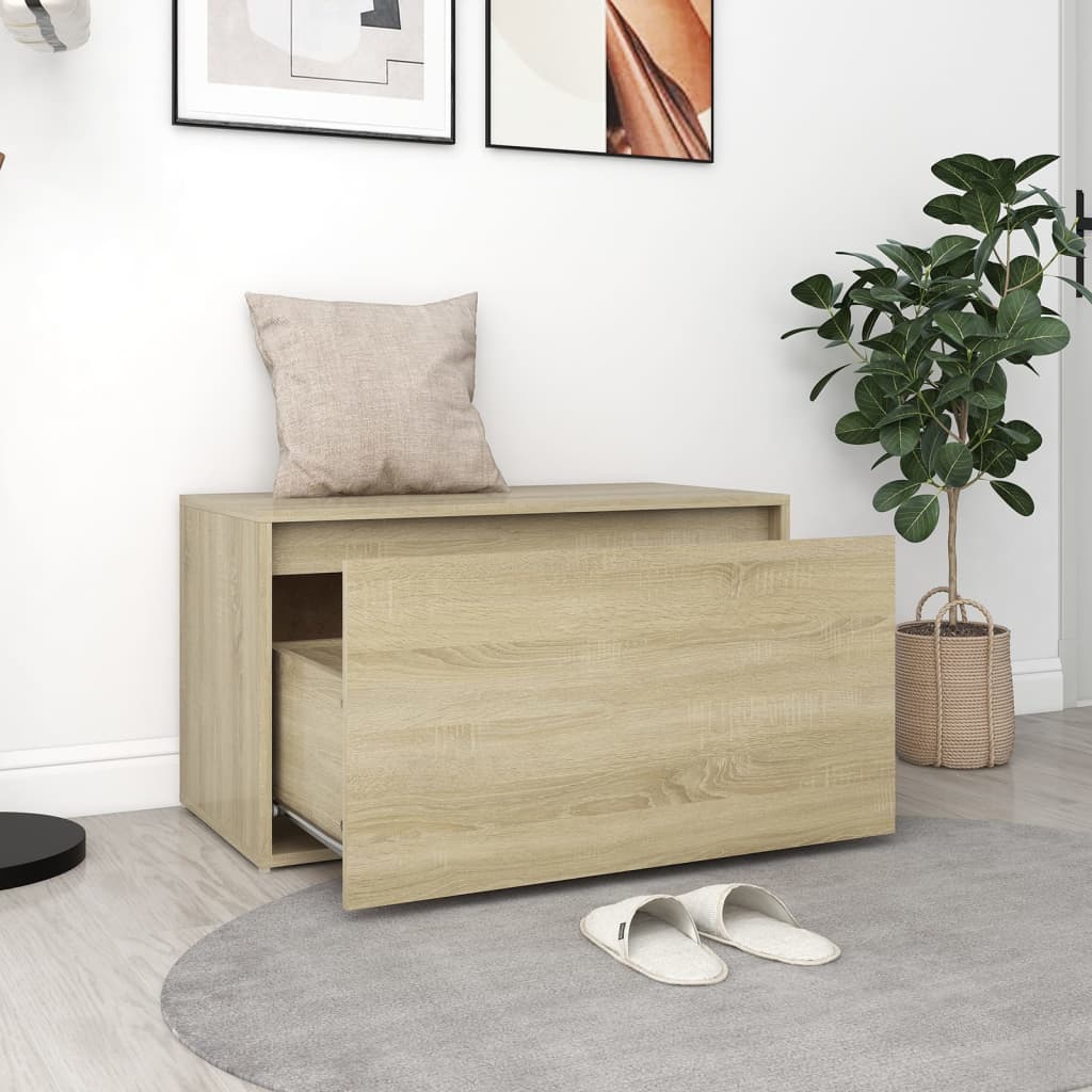 Hall Bench 80x40x45 cm Sonoma Oak Engineered Wood - OLBRIT