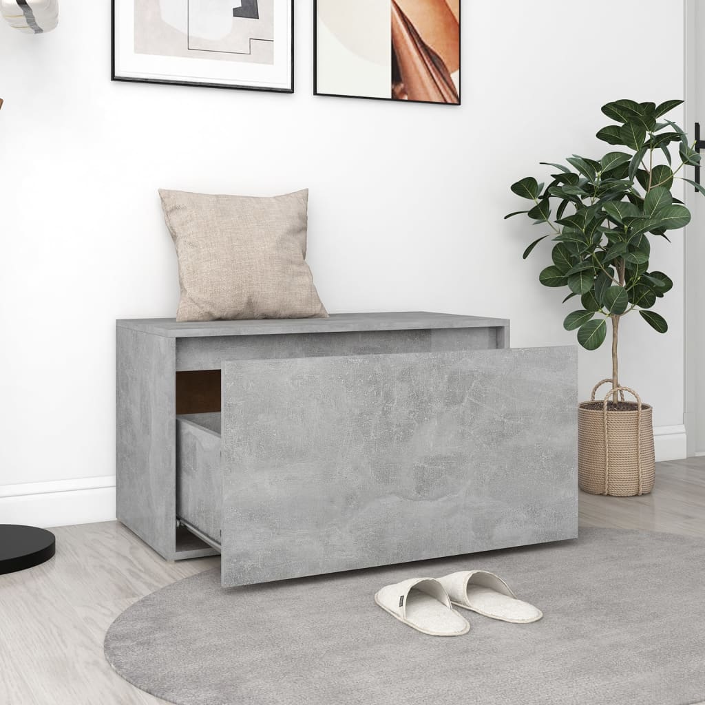Hall Bench 80x40x45 cm Concrete Grey Engineered Wood - OLBRIT