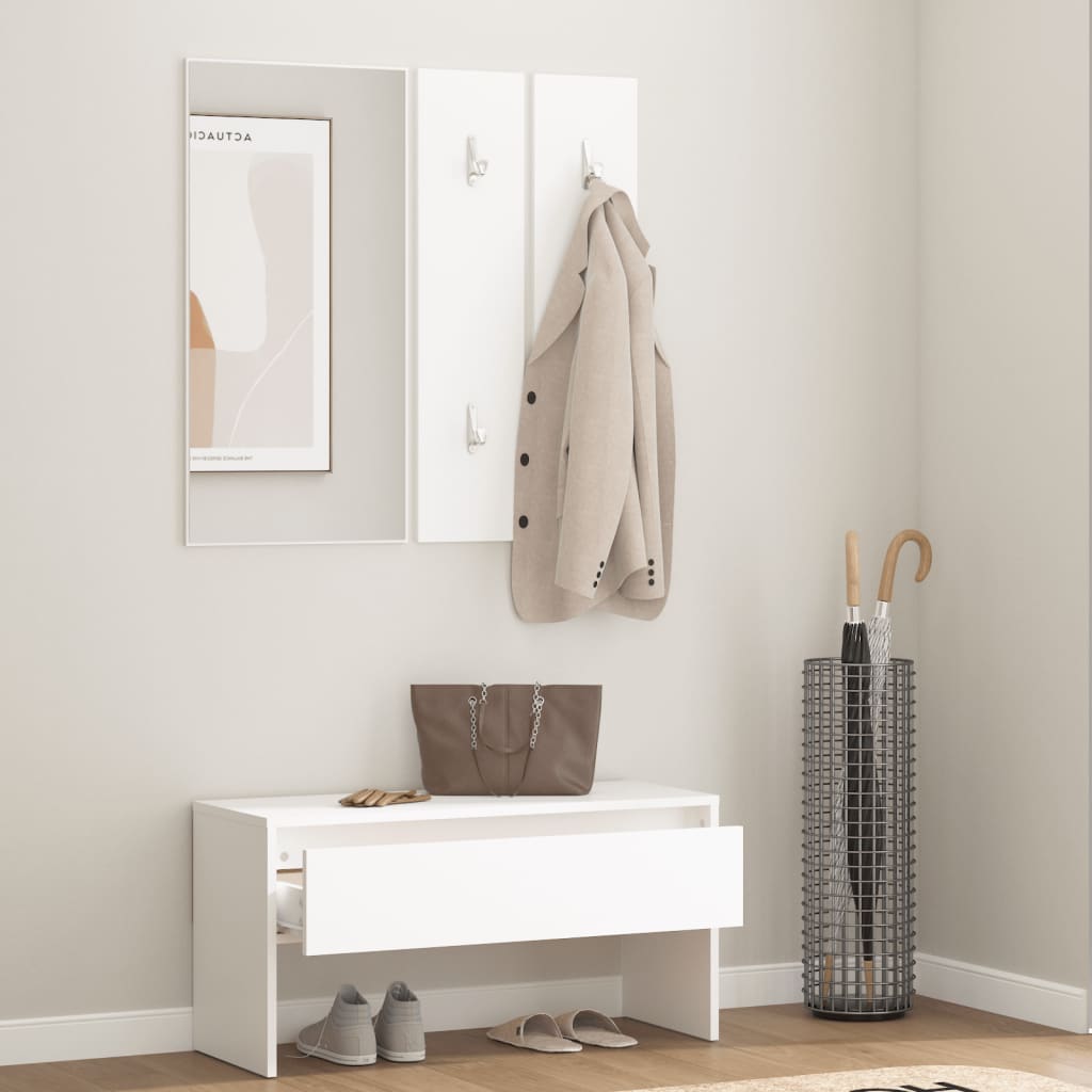 Hallway Furniture Set White Engineered Wood - OLBRIT