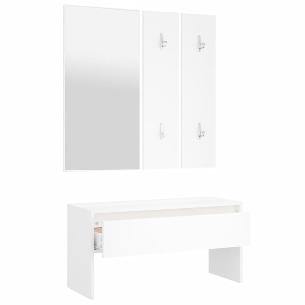 Hallway Furniture Set White Engineered Wood - OLBRIT