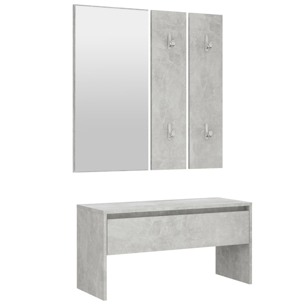 Hallway Furniture Set Concrete Grey Engineered Wood - OLBRIT