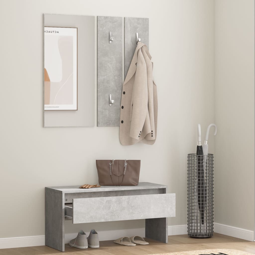 Hallway Furniture Set Concrete Grey Engineered Wood - OLBRIT