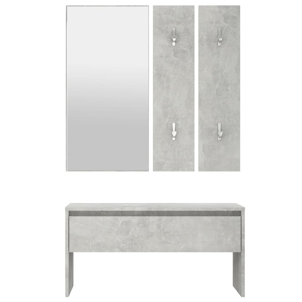 Hallway Furniture Set Concrete Grey Engineered Wood - OLBRIT