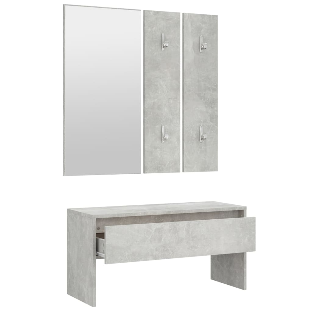Hallway Furniture Set Concrete Grey Engineered Wood - OLBRIT