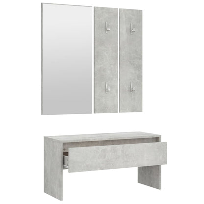 Hallway Furniture Set Concrete Grey Engineered Wood - OLBRIT