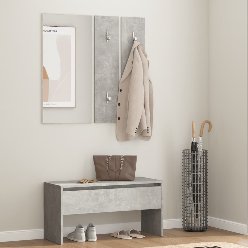 Hallway Furniture Set Concrete Grey Engineered Wood - OLBRIT