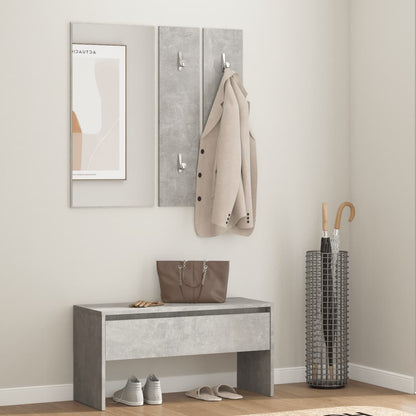 Hallway Furniture Set Concrete Grey Engineered Wood - OLBRIT