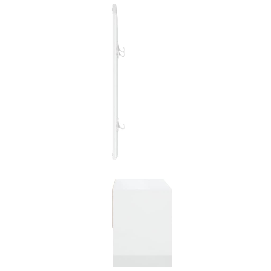 Hallway Furniture Set High Gloss White Engineered Wood - OLBRIT