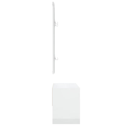 Hallway Furniture Set High Gloss White Engineered Wood - OLBRIT