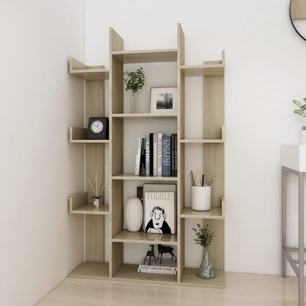 Book Cabinet Sonoma Oak 86x25.5x140 cm Engineered Wood - OLBRIT